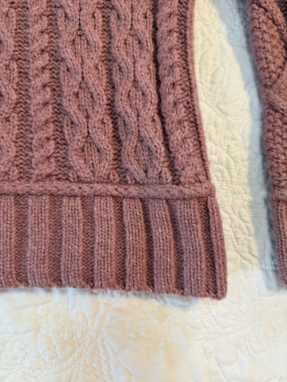 Lucky Brand Crew Neck Cable Knit Sweater in Dusty Rose - Picture 4 of 4
